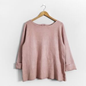 TAHARI Pink Wide Neck Folded Cuffs Sweater